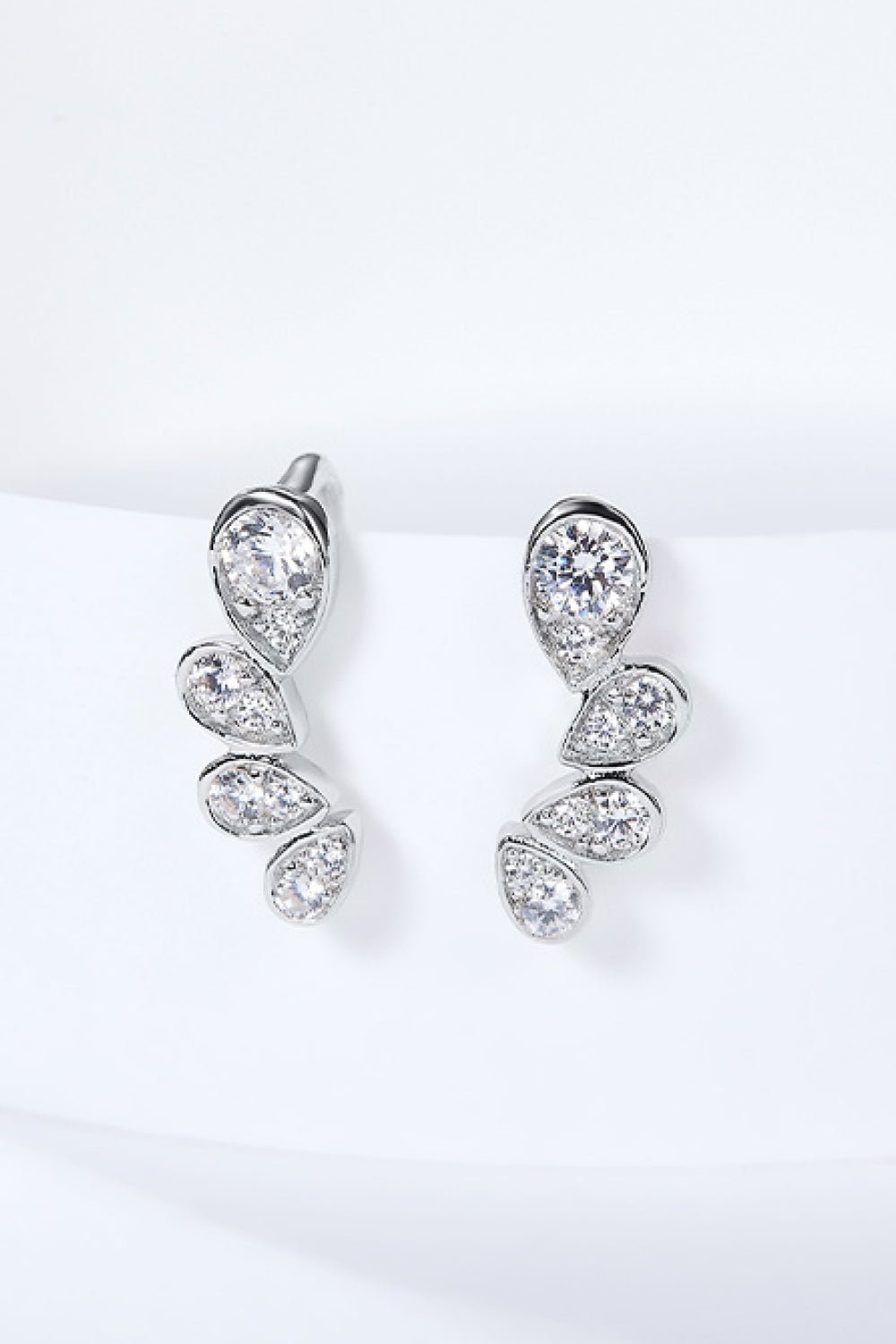 Silver Pear Shape Moissanite Crawler EarringsEarringsBeach Rose Co.