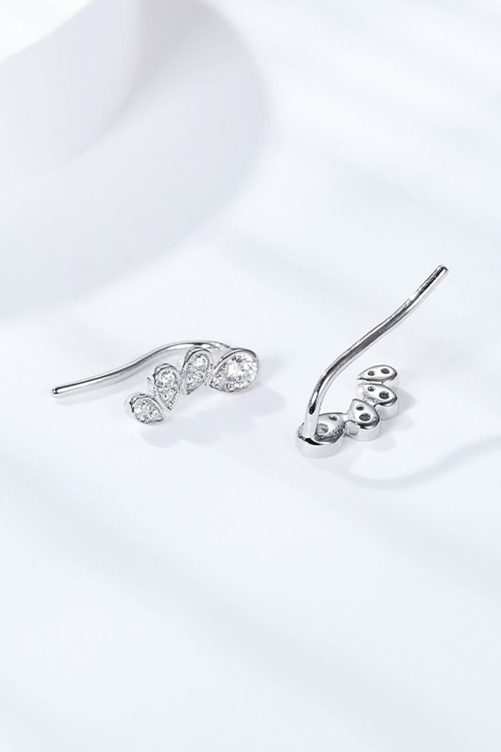 Silver Pear Shape Moissanite Crawler EarringsEarringsBeach Rose Co.