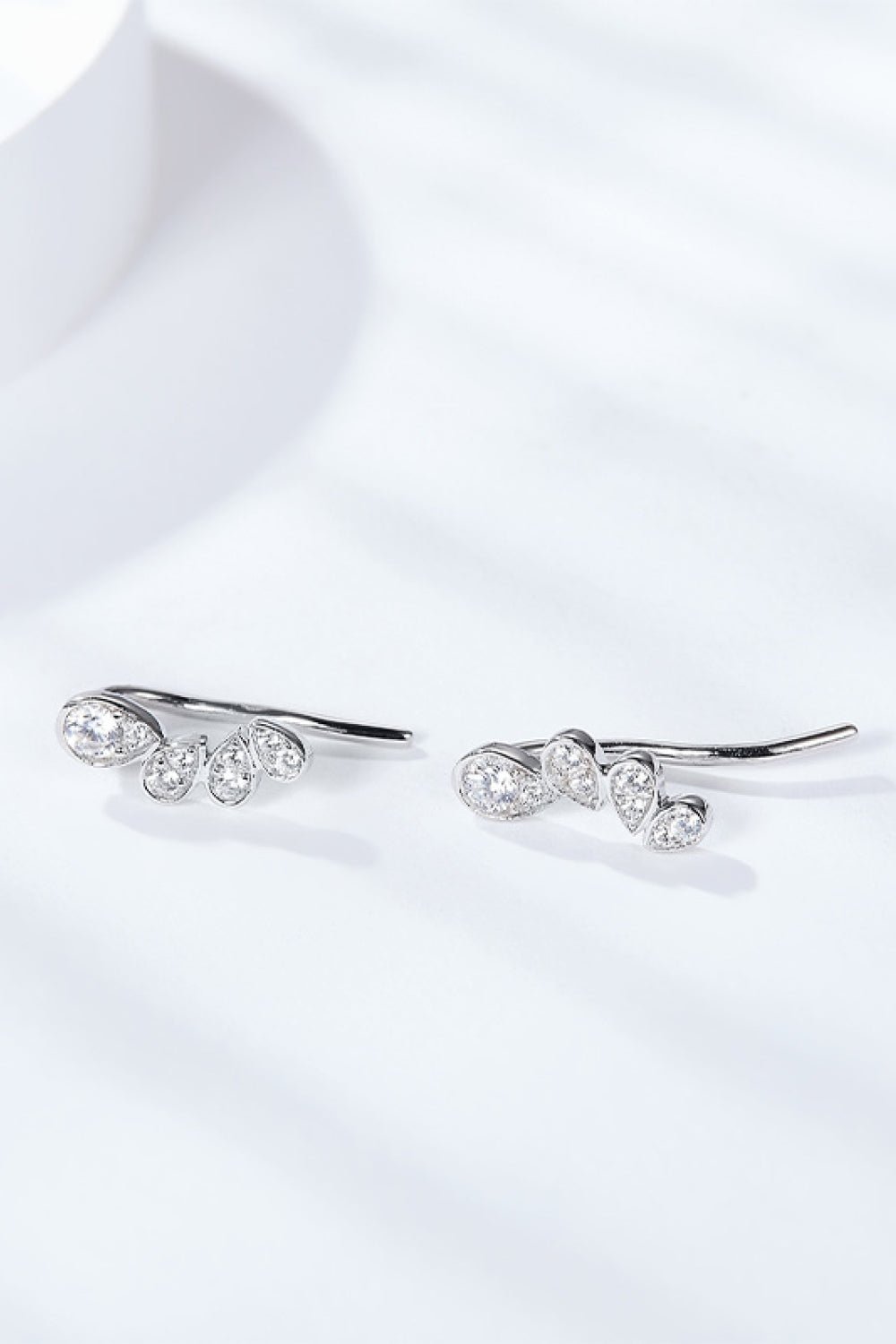 Silver Pear Shape Moissanite Crawler EarringsEarringsBeach Rose Co.