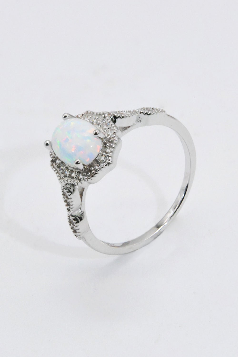Silver Platinum-Plated Opal RingRingBeach Rose Co.
