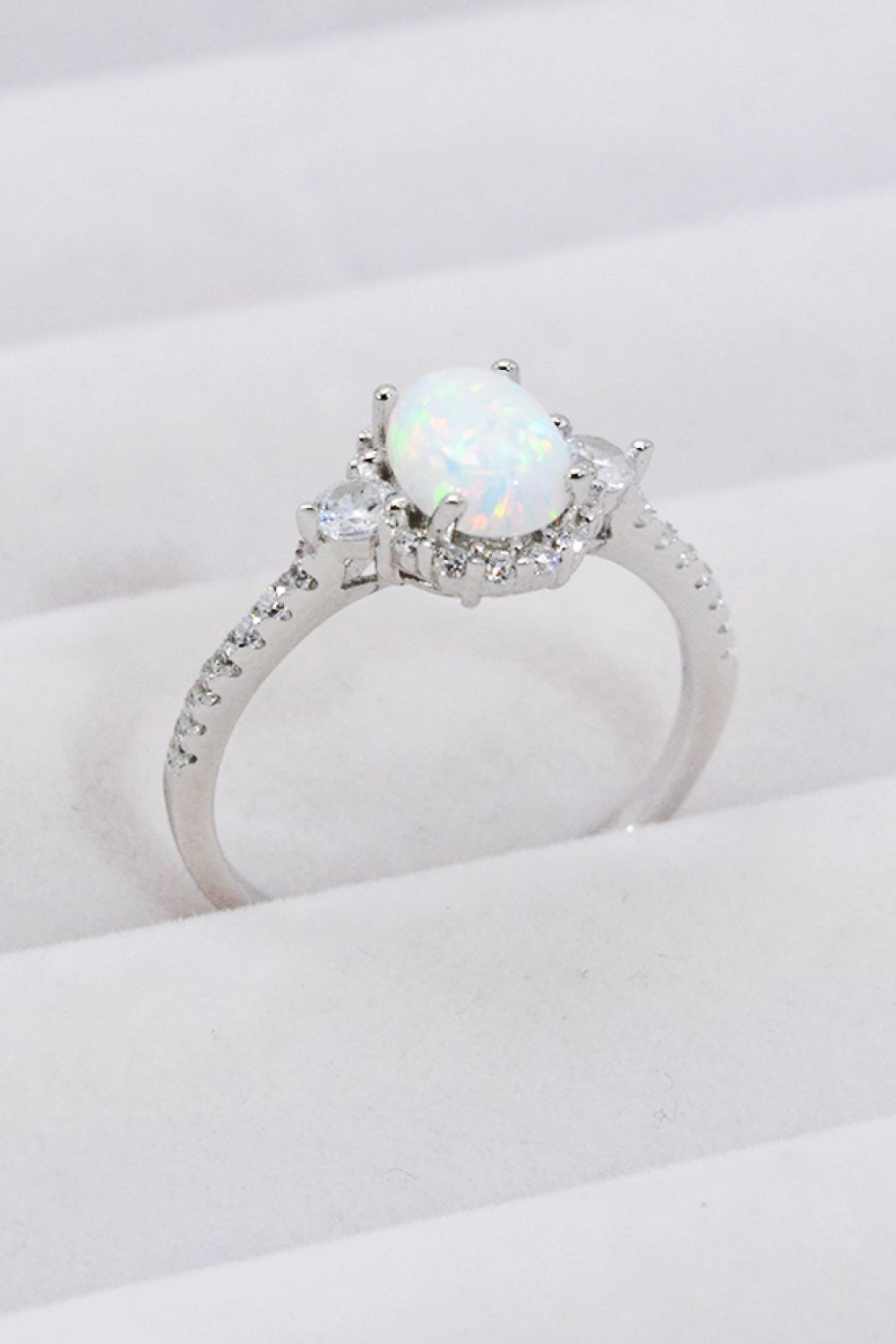 Silver Platinum-Plated Opal RingRingBeach Rose Co.