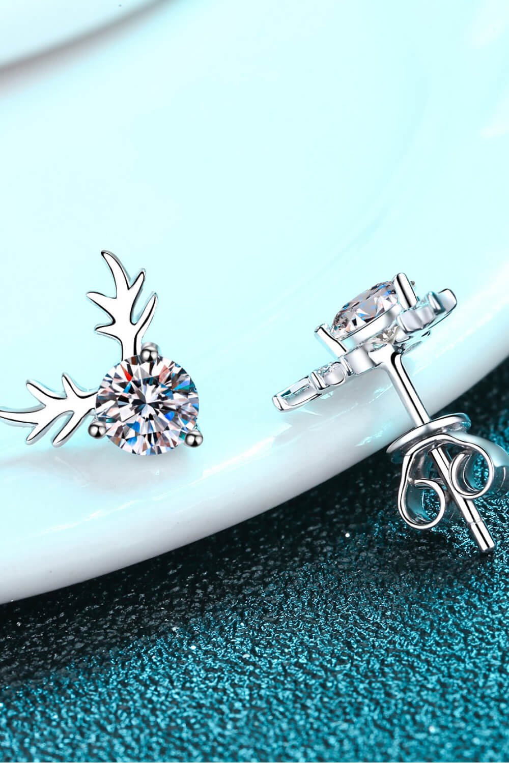 Silver Reindeer-Shaped Moissanite EarringsEarringsBeach Rose Co.