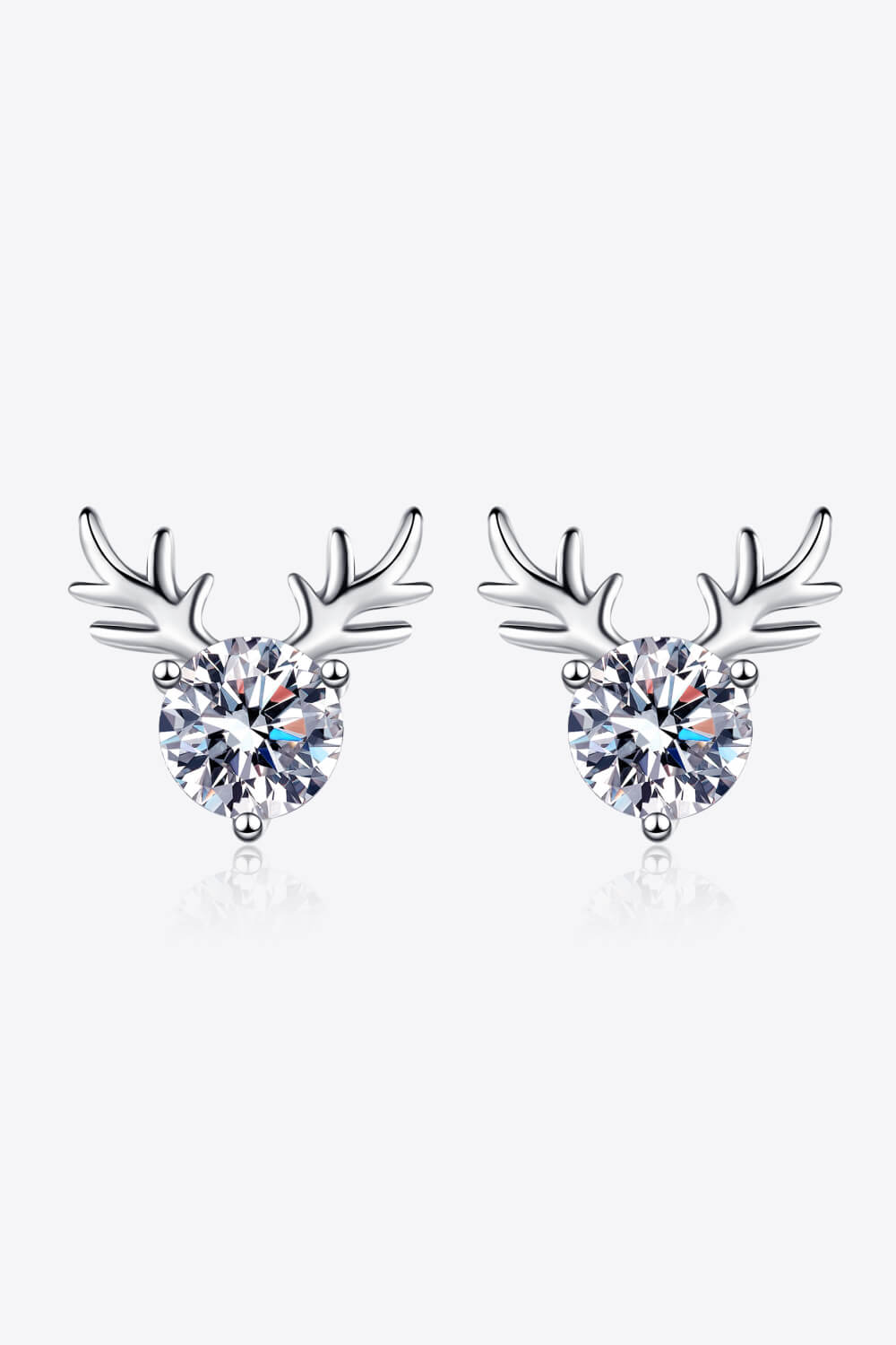 Silver Reindeer-Shaped Moissanite EarringsEarringsBeach Rose Co.