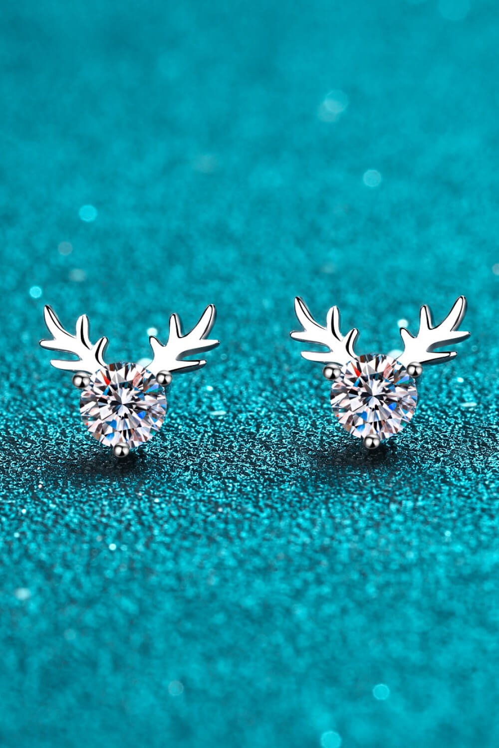 Silver Reindeer-Shaped Moissanite EarringsEarringsBeach Rose Co.