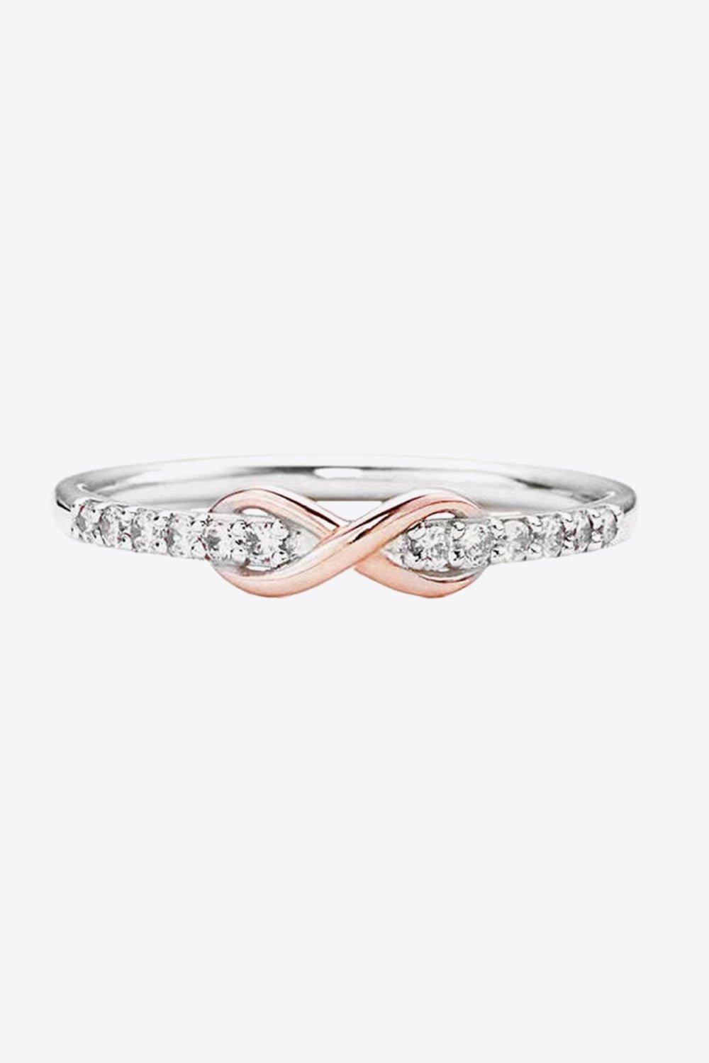 Silver & Rose Gold Zircon Infinity Skinny Band RingRingBeach Rose Co.