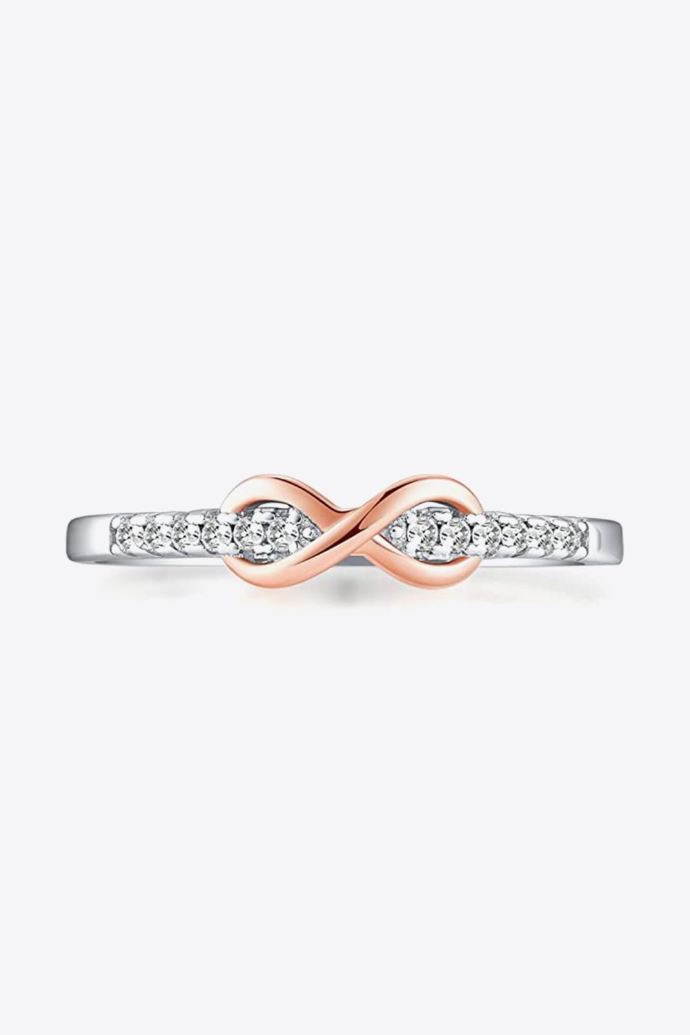 Silver & Rose Gold Zircon Infinity Skinny Band RingRingBeach Rose Co.