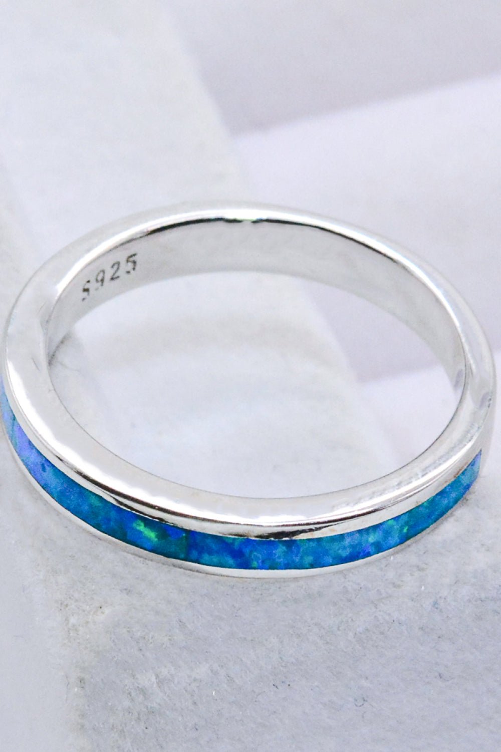 Silver Sky Blue Opal Band RingRingBeach Rose Co.