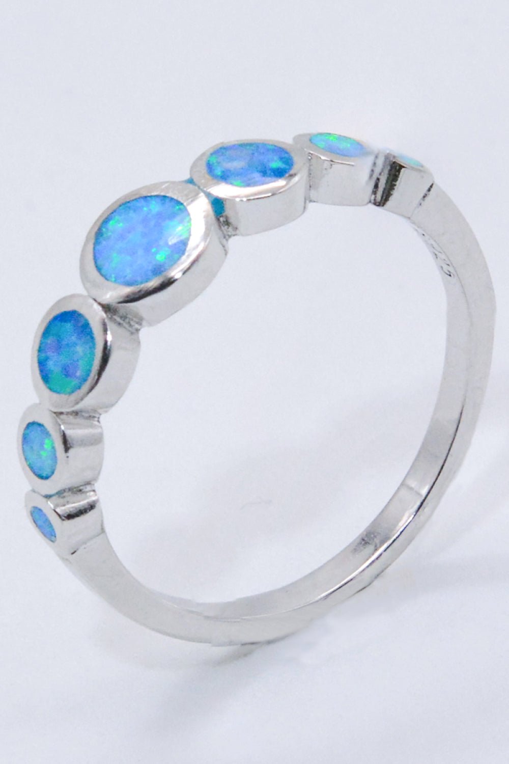 Silver Sky Blue Opal Circles RingRingBeach Rose Co.
