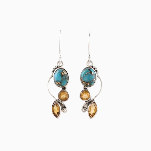 Silver Stone & Glass Dangle earringsEarringsBeach Rose Co.