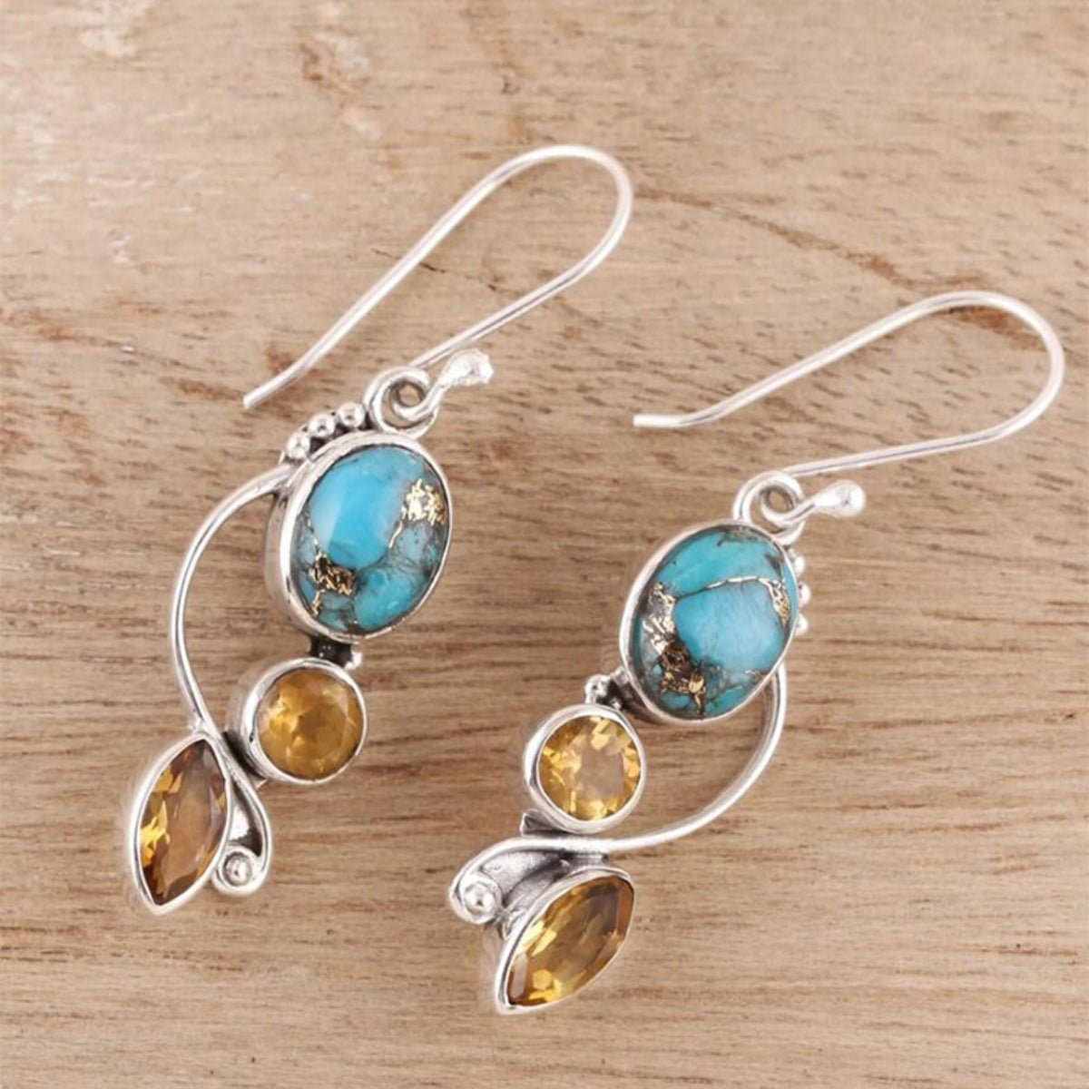 Silver Stone & Glass Dangle earringsEarringsBeach Rose Co.