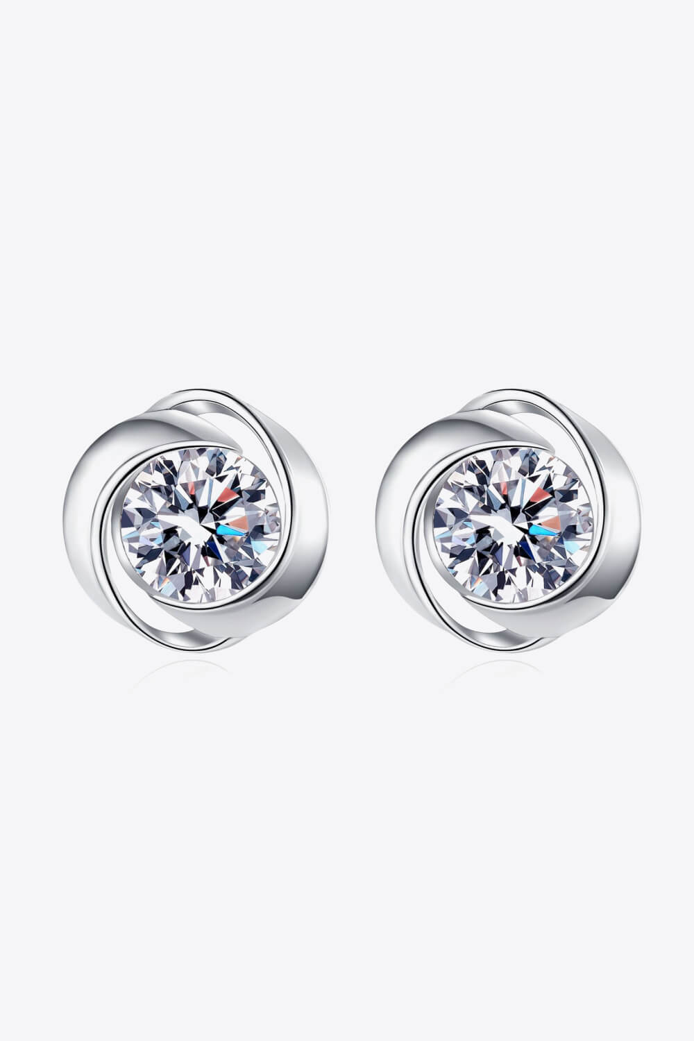 Silver Swirl Moissanite Stud EarringsEarringsBeach Rose Co.