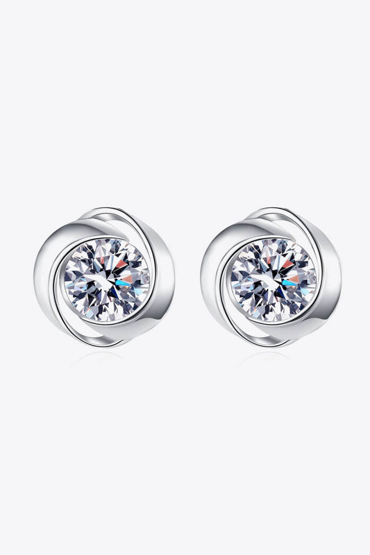 Silver Swirl Moissanite Stud EarringsEarringsBeach Rose Co.