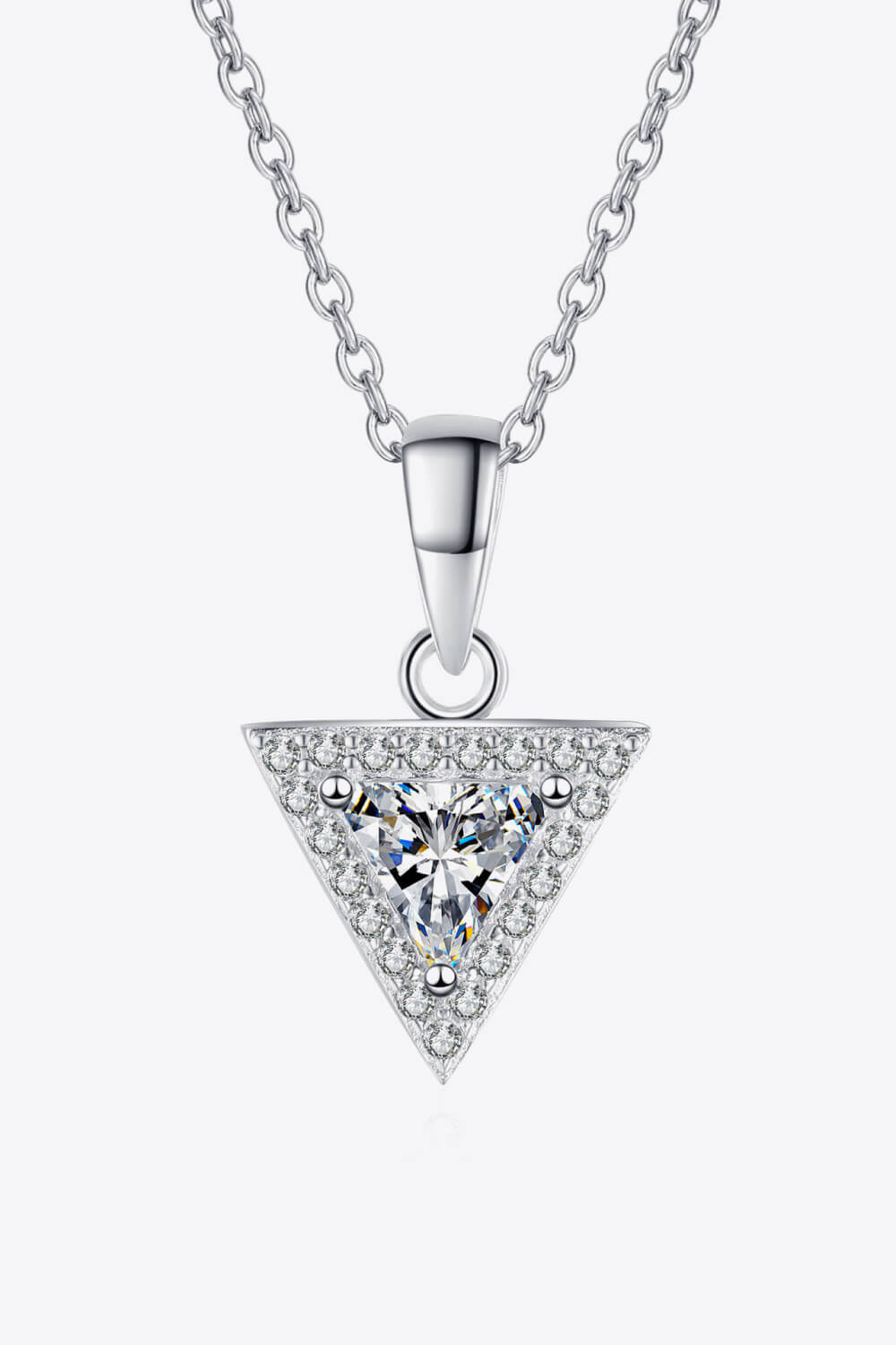 Silver Triangle Moissanite Pendant NecklaceNecklaceBeach Rose Co.