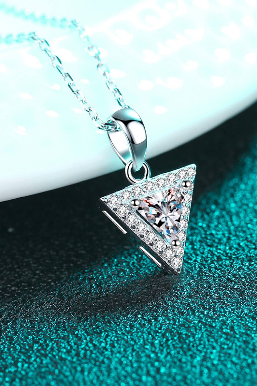 Silver Triangle Moissanite Pendant NecklaceNecklaceBeach Rose Co.