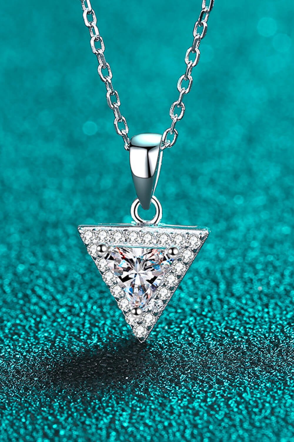 Silver Triangle Moissanite Pendant NecklaceNecklaceBeach Rose Co.