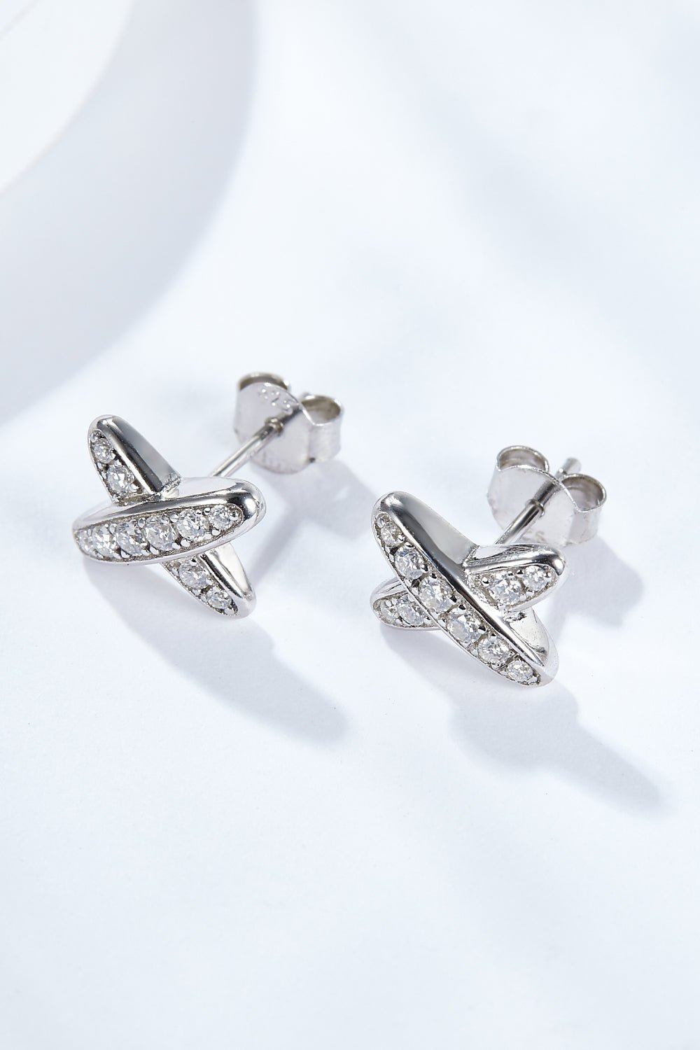 Silver X-Shape Moissanite EarringsEarringsBeach Rose Co.