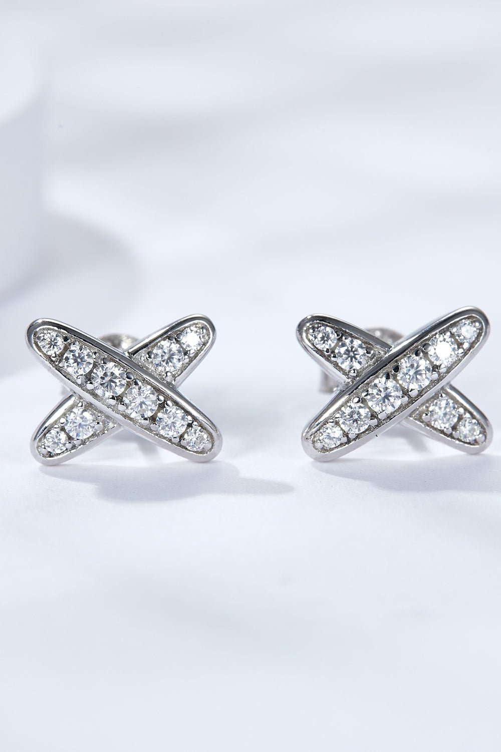 Silver X-Shape Moissanite EarringsEarringsBeach Rose Co.