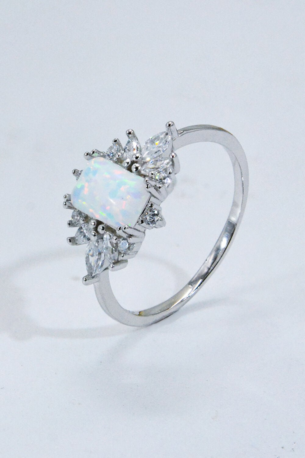 Silver Zircon and Opal RingRingBeach Rose Co.
