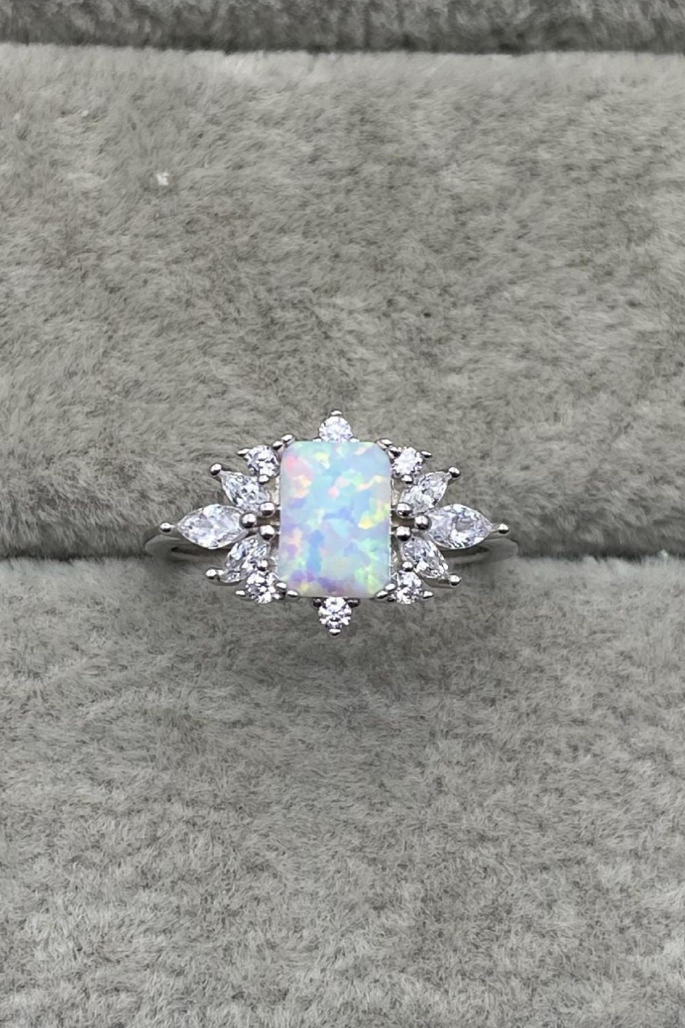 Silver Zircon and Opal RingRingBeach Rose Co.