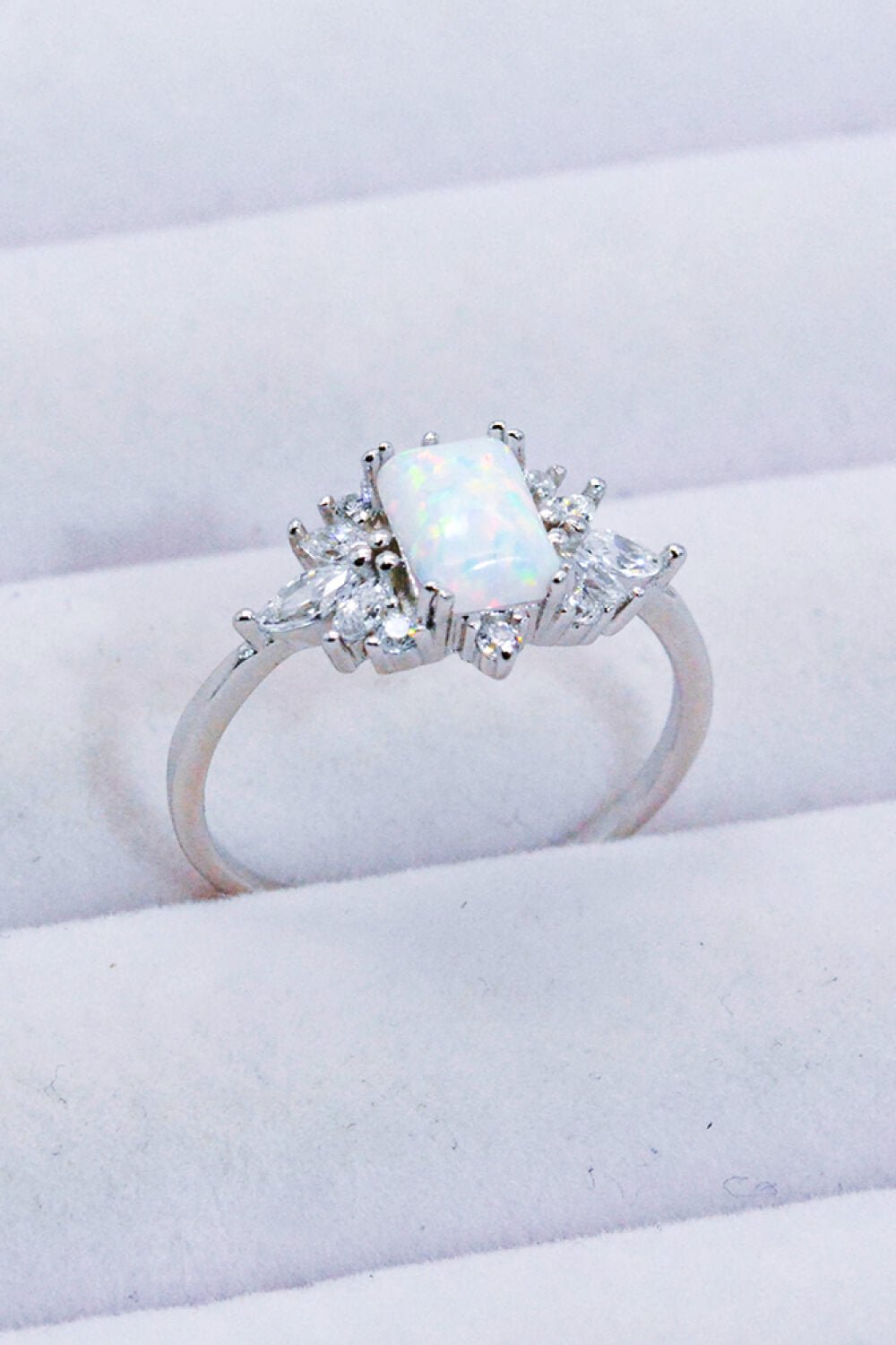 Silver Zircon and Opal RingRingBeach Rose Co.