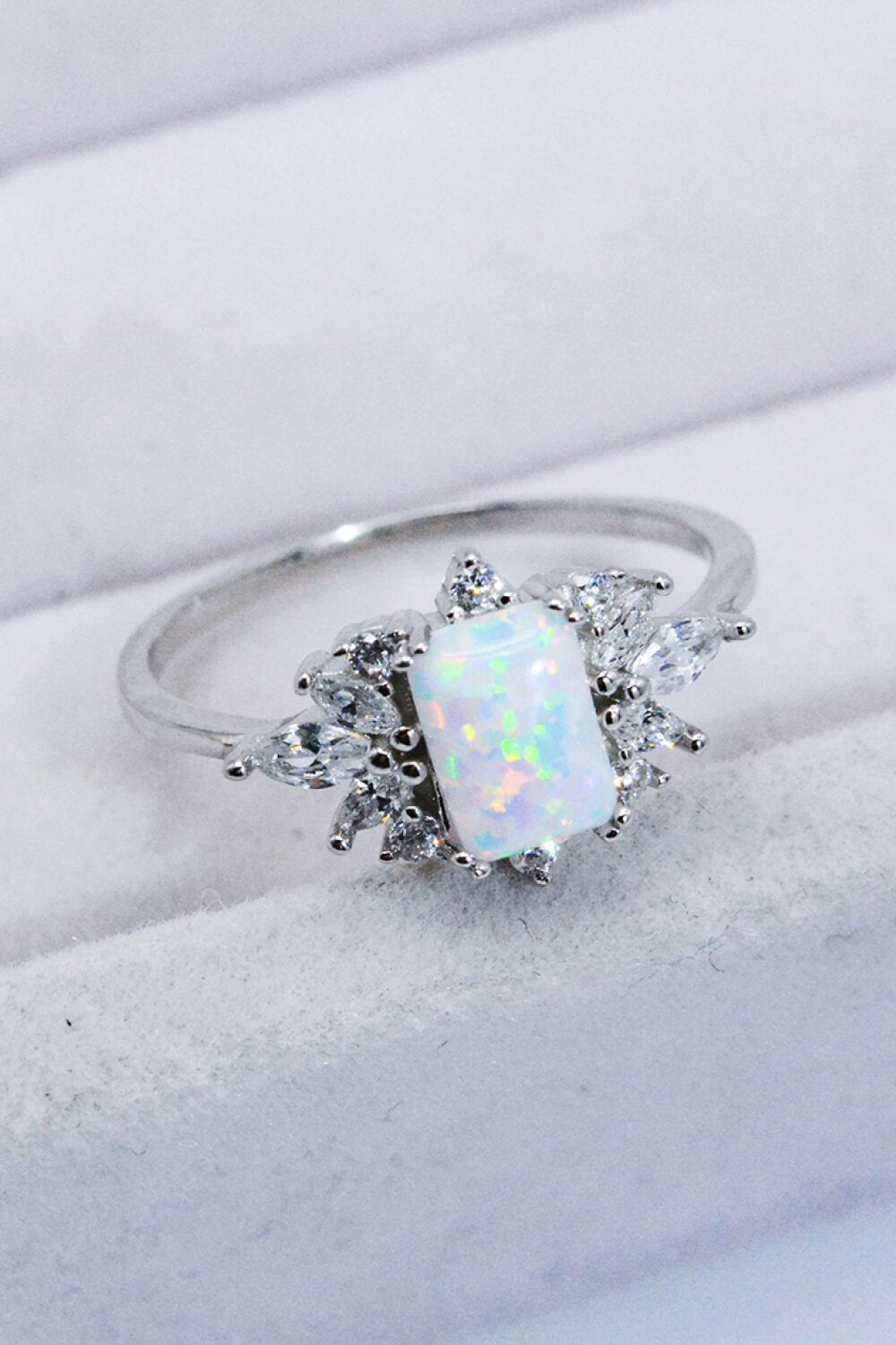 Silver Zircon and Opal RingRingBeach Rose Co.