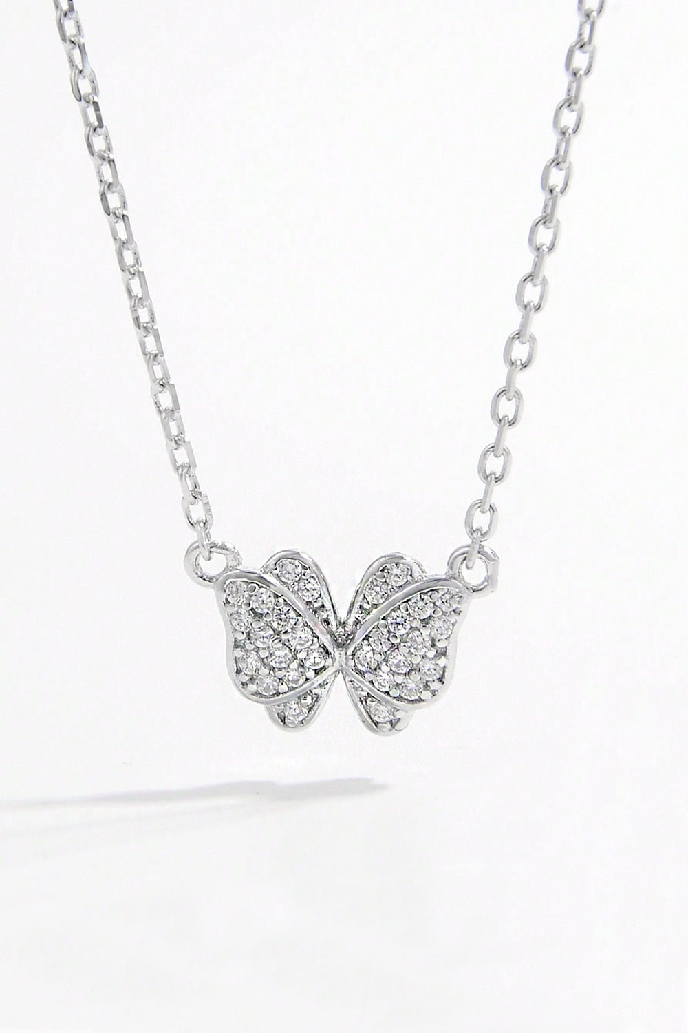 Silver Zircon Butterfly Pendant NecklaceNecklaceBeach Rose Co.