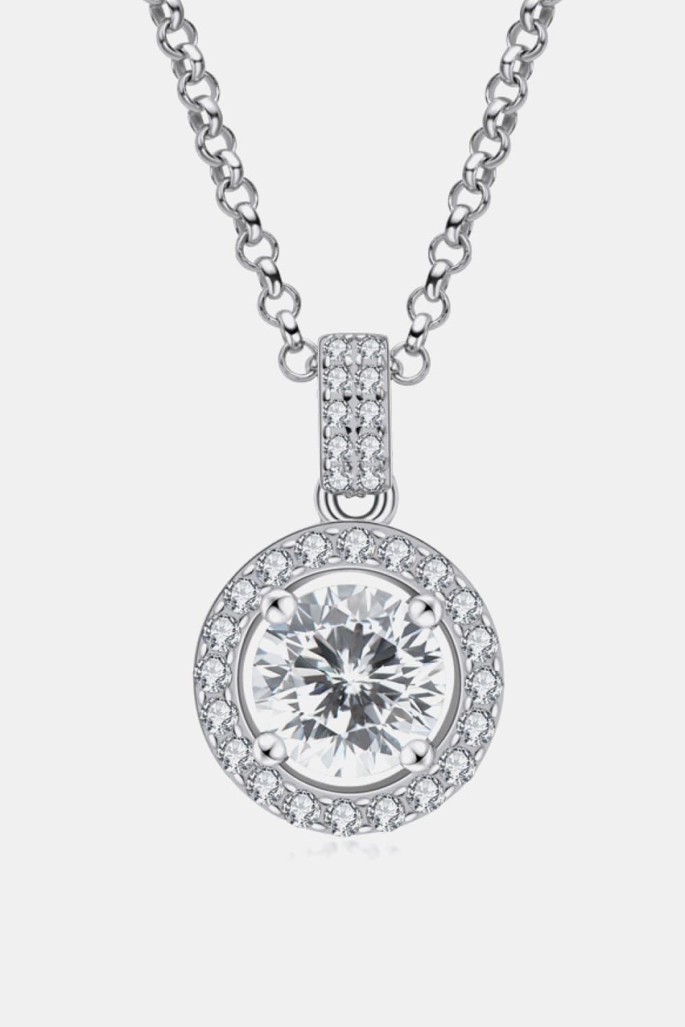 Silver Zircon Halo Pendant NecklaceNecklaceBeach Rose Co.