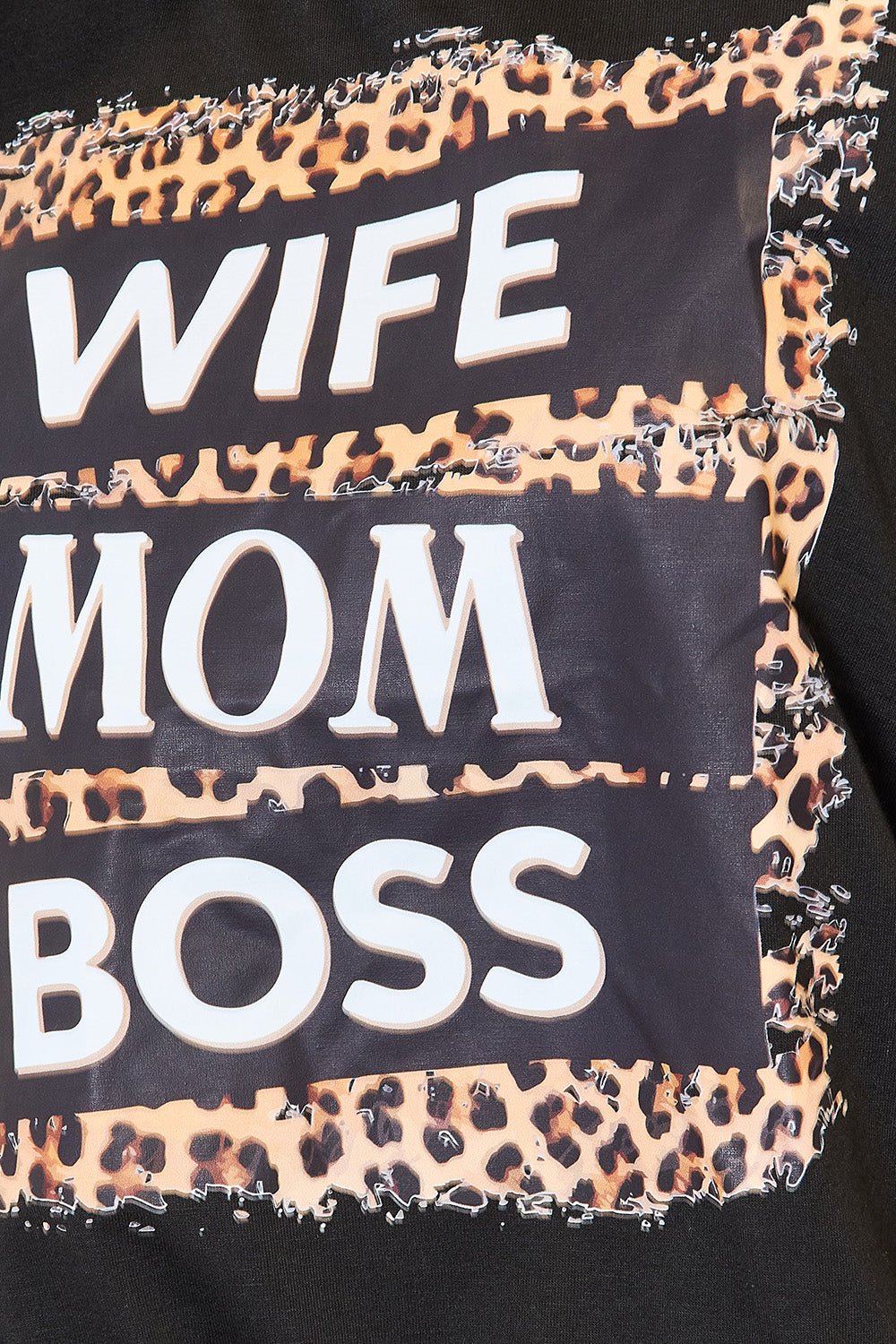 Simply Love - Black Wife Mom Boss Leopard Graphic T-Shirt