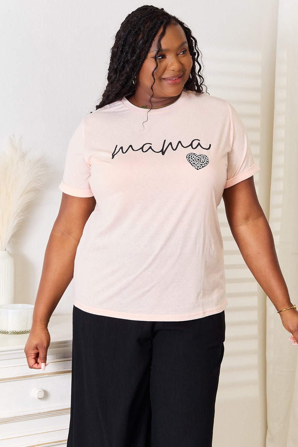 Simply Love - MAMA Heart Graphic T-Shirt in Dusty Pink