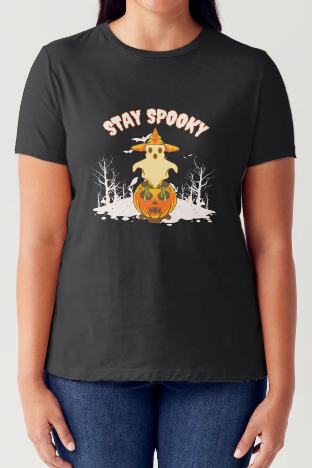 Simply Love - Stay Spooky Graphic Crew Neck Short Sleeve Seamless T-Shirt