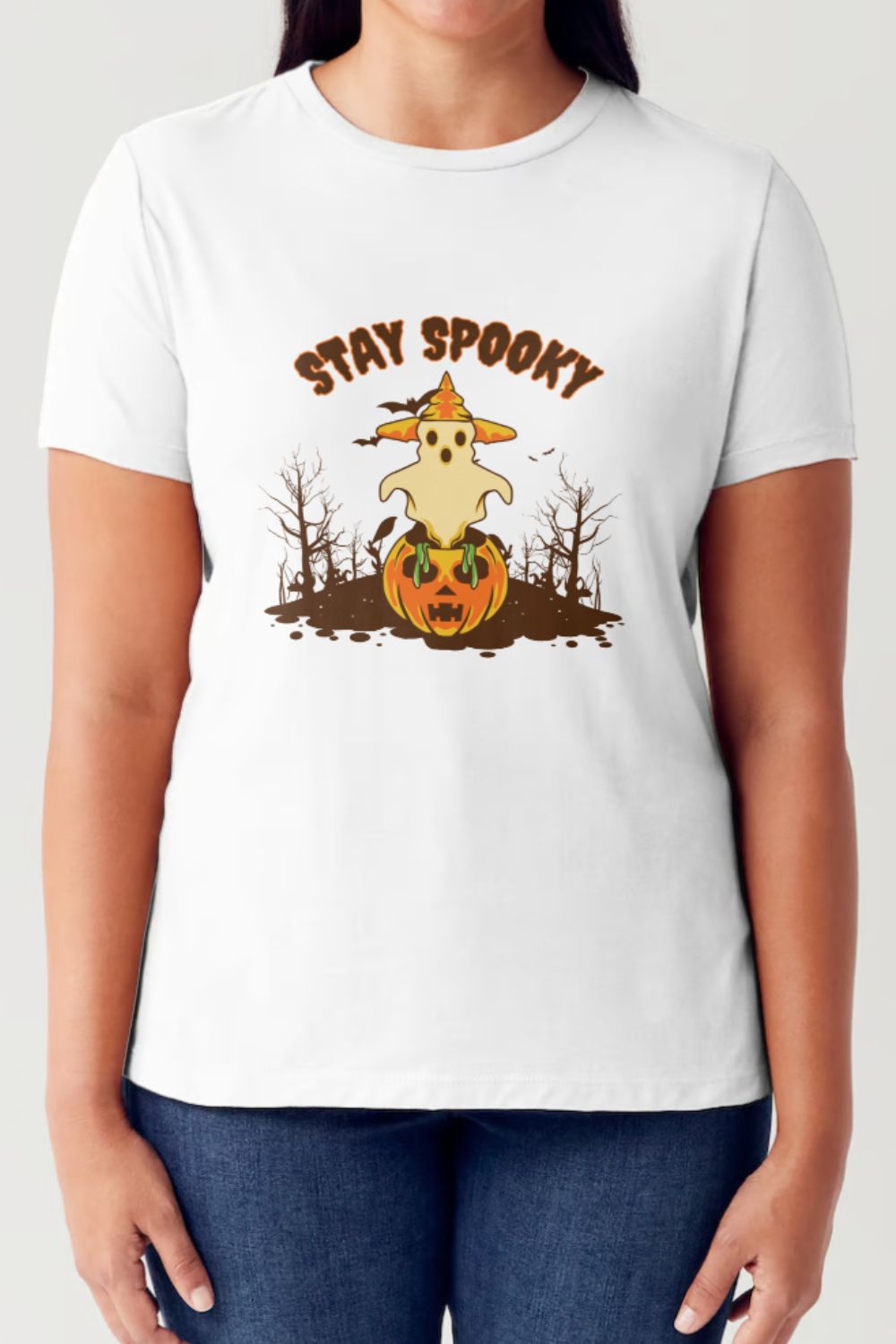 Simply Love - Stay Spooky Graphic Crew Neck Short Sleeve Seamless T-Shirt