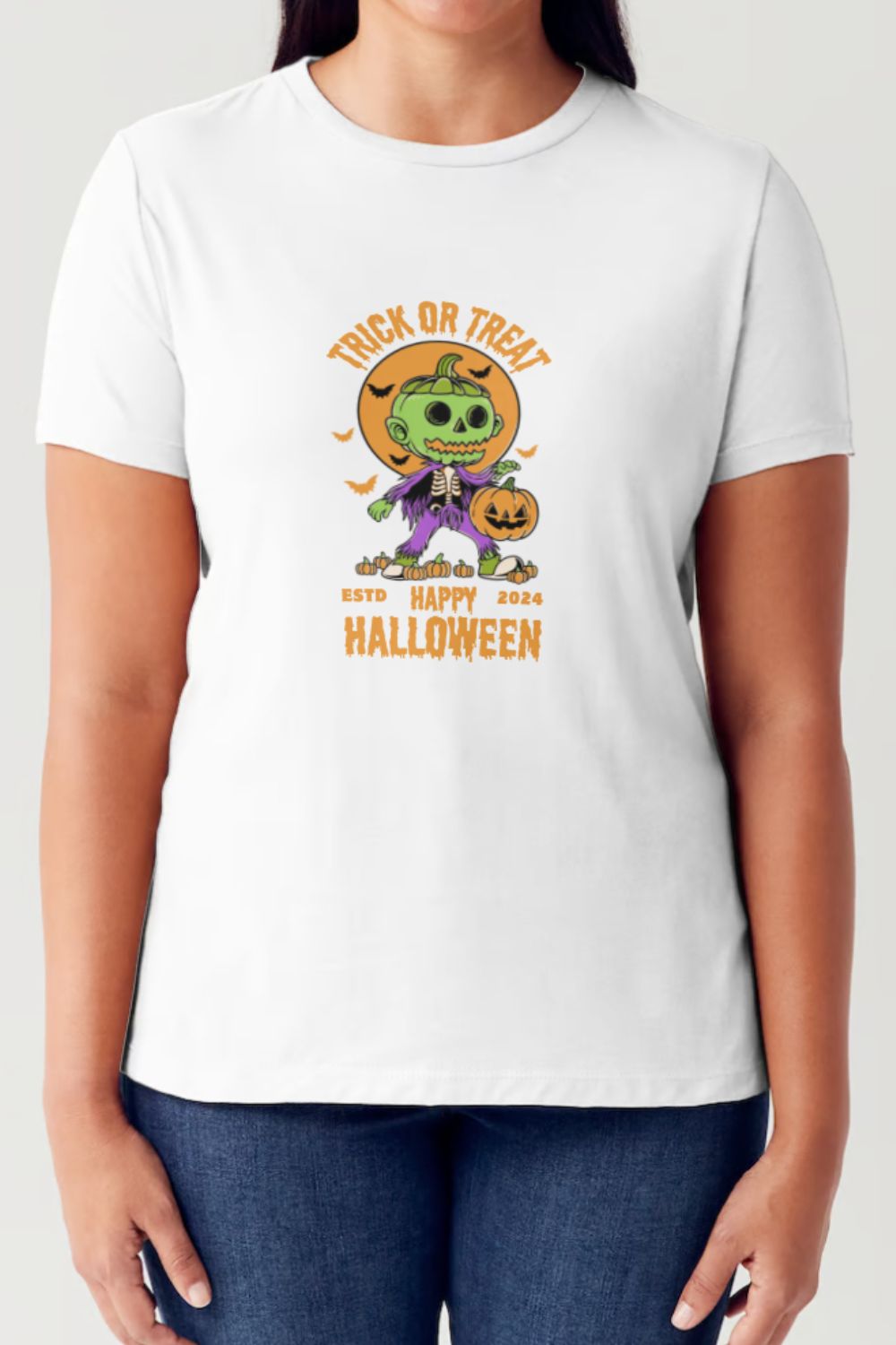 Simply Love - Trick Or Treat Crew Neck Short Sleeve Seamless T-Shirt