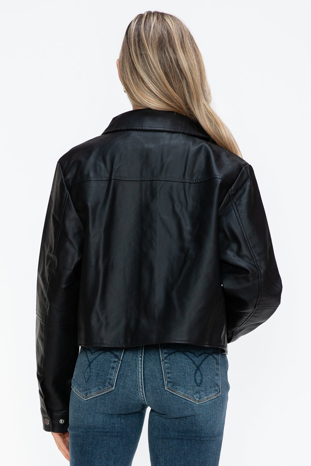 SNOBBISH - Black Snap Down Vegan Leather Jacket