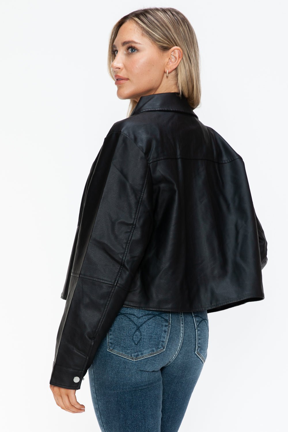 SNOBBISH - Black Snap Down Vegan Leather Jacket