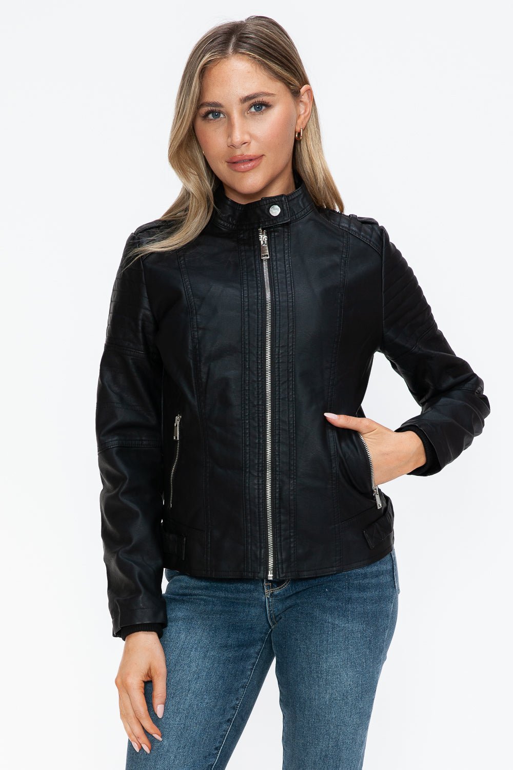 SNOBBISH - Black Vegan Leather Biker Jacket