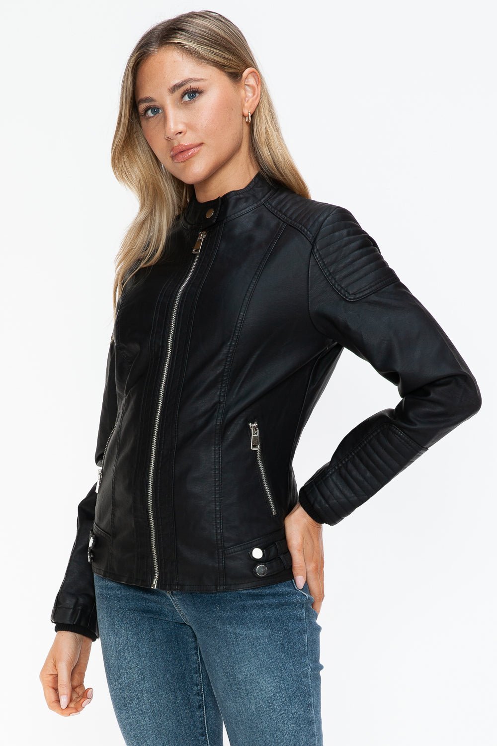 SNOBBISH - Black Vegan Leather Biker Jacket