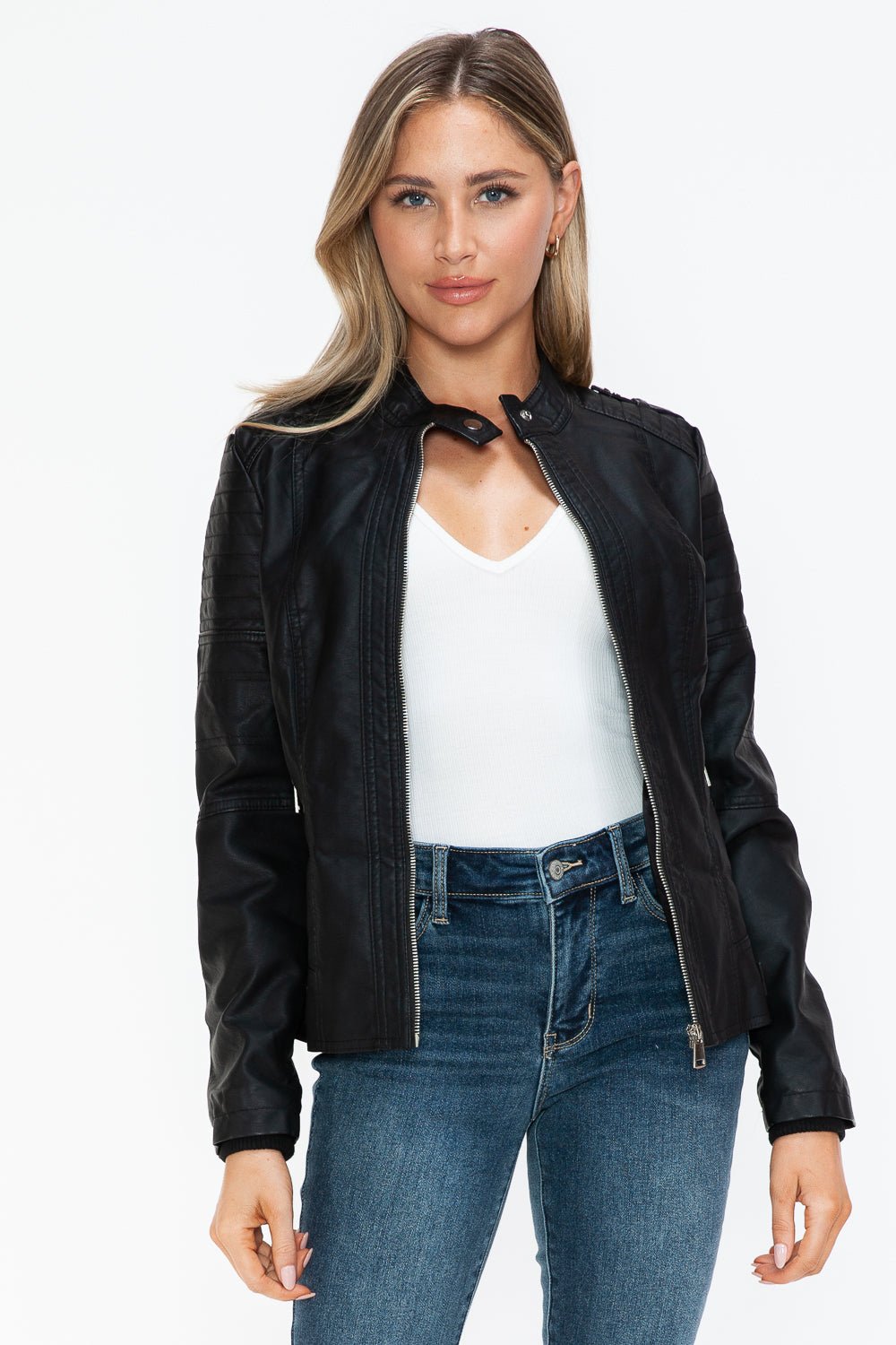 SNOBBISH - Black Vegan Leather Biker Jacket