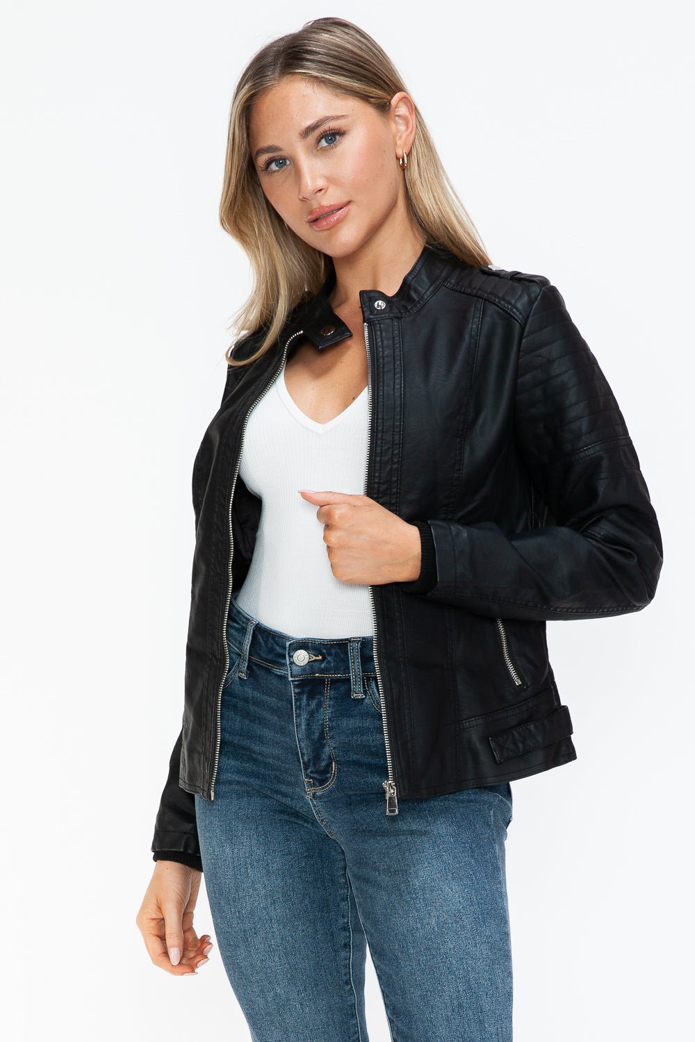 SNOBBISH - Black Vegan Leather Biker Jacket