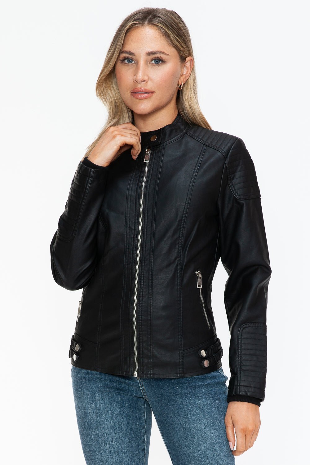 SNOBBISH - Black Vegan Leather Biker Jacket