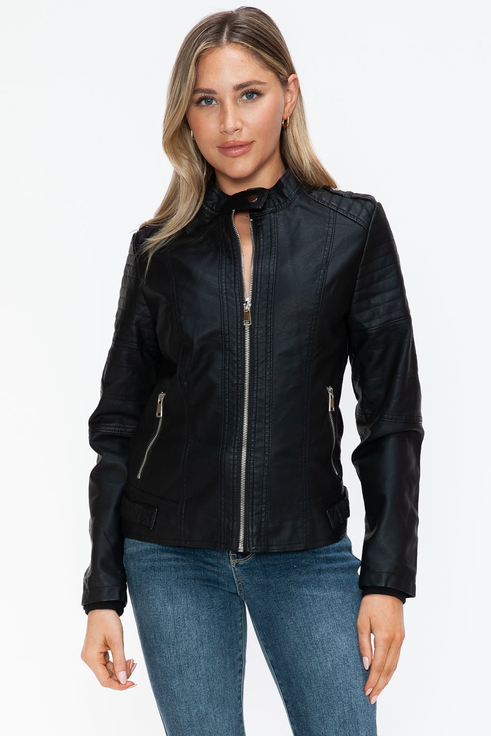 SNOBBISH - Black Vegan Leather Biker Jacket