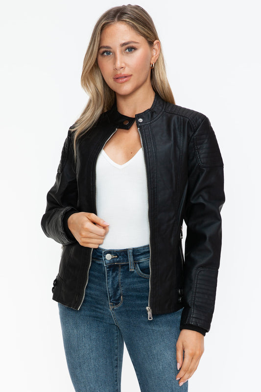 SNOBBISH - Black Vegan Leather Biker Jacket