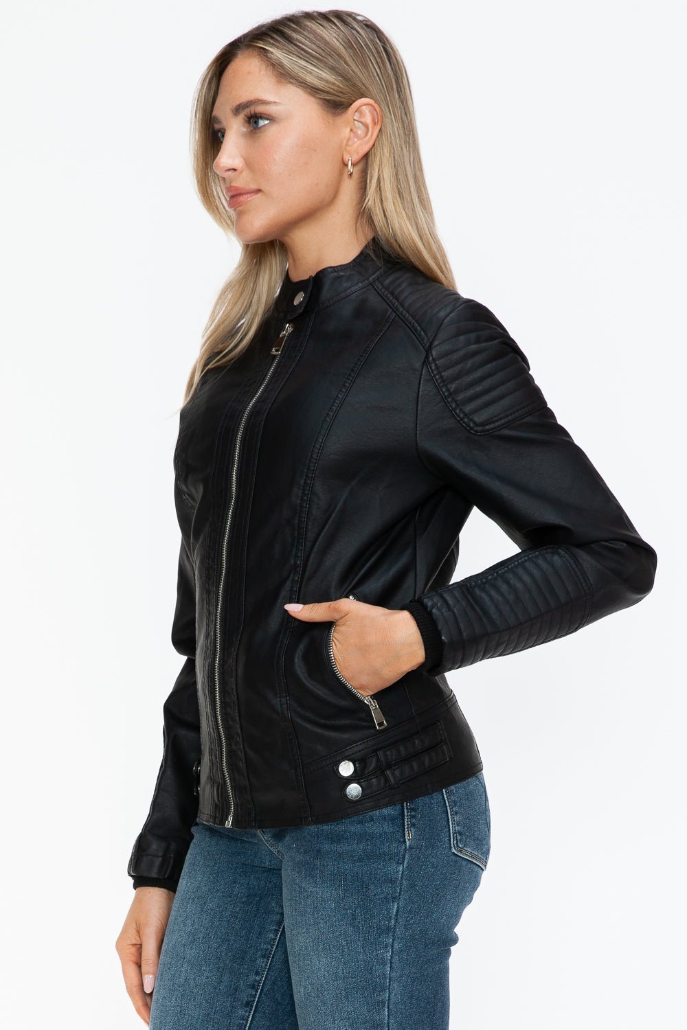 SNOBBISH - Black Vegan Leather Biker Jacket