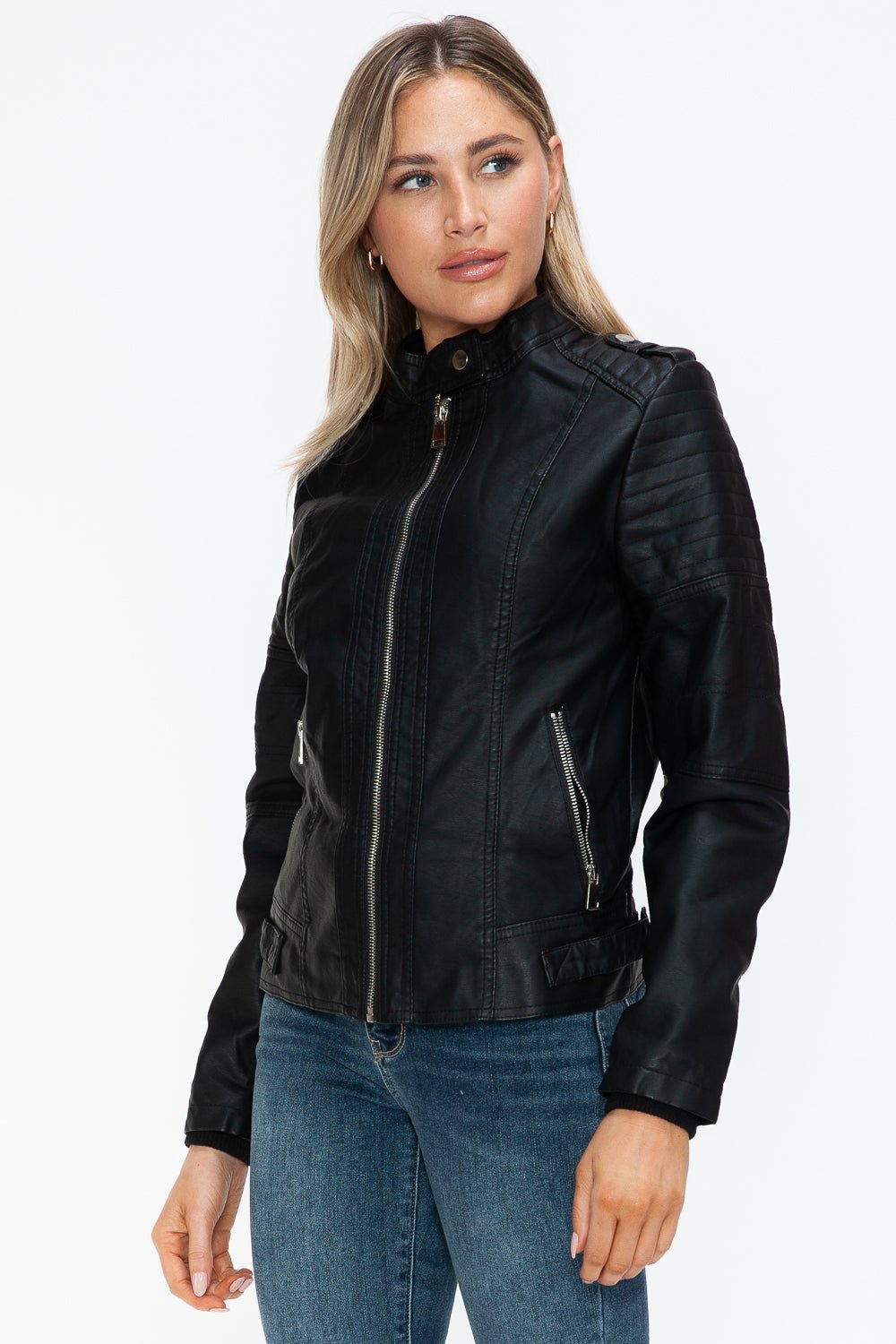 SNOBBISH - Black Vegan Leather Biker Jacket