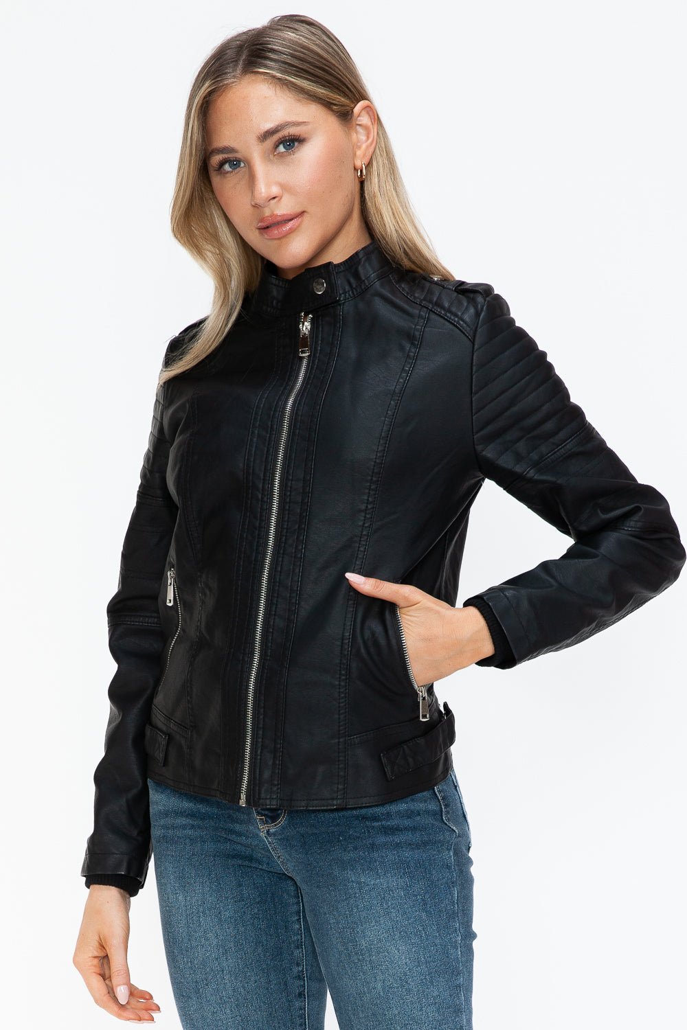 SNOBBISH - Black Vegan Leather Biker Jacket