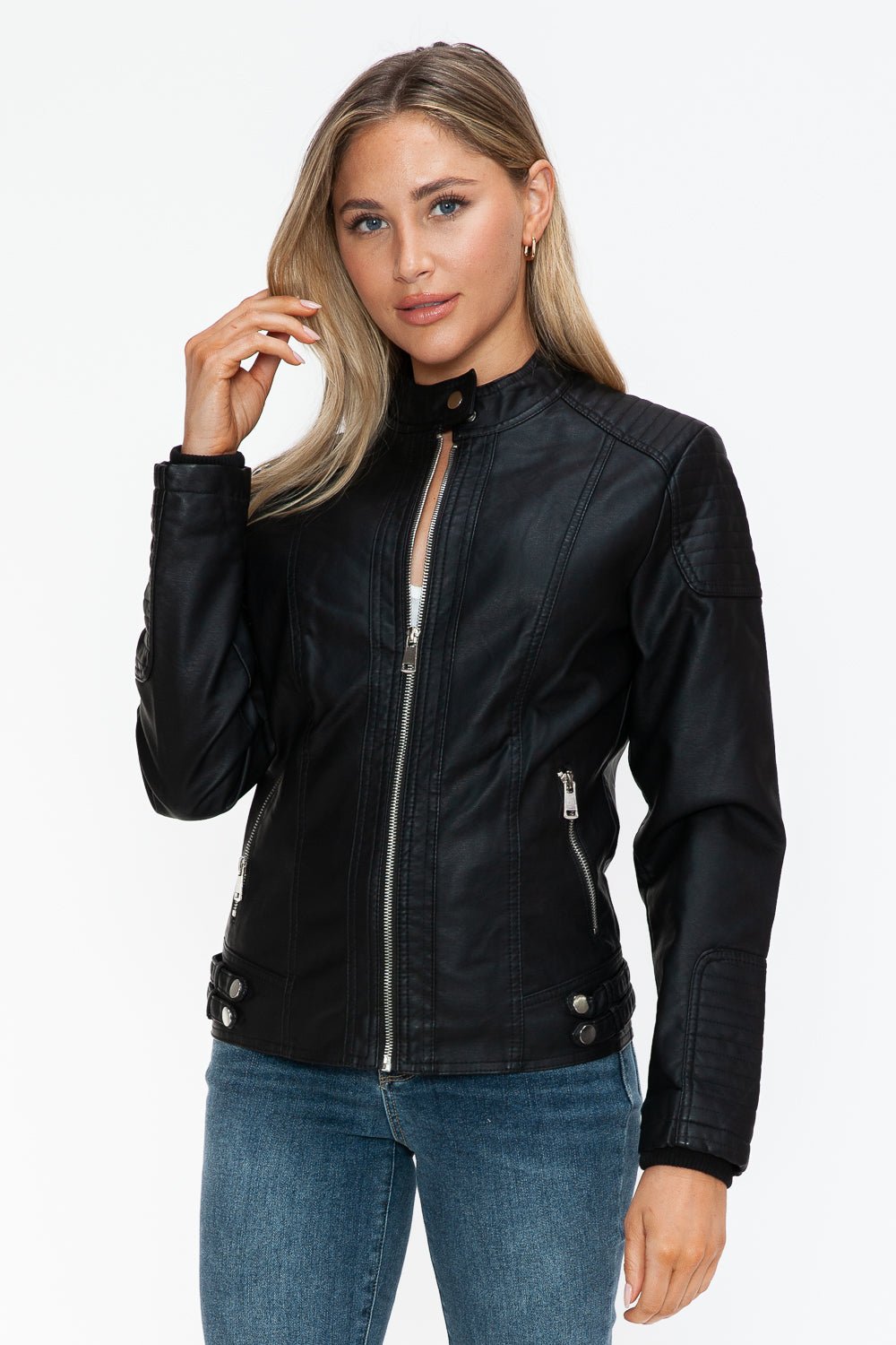 SNOBBISH - Black Vegan Leather Biker Jacket