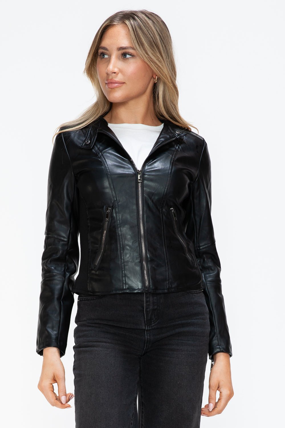 SNOBBISH - Black Vegan Leather Hooded Jacket