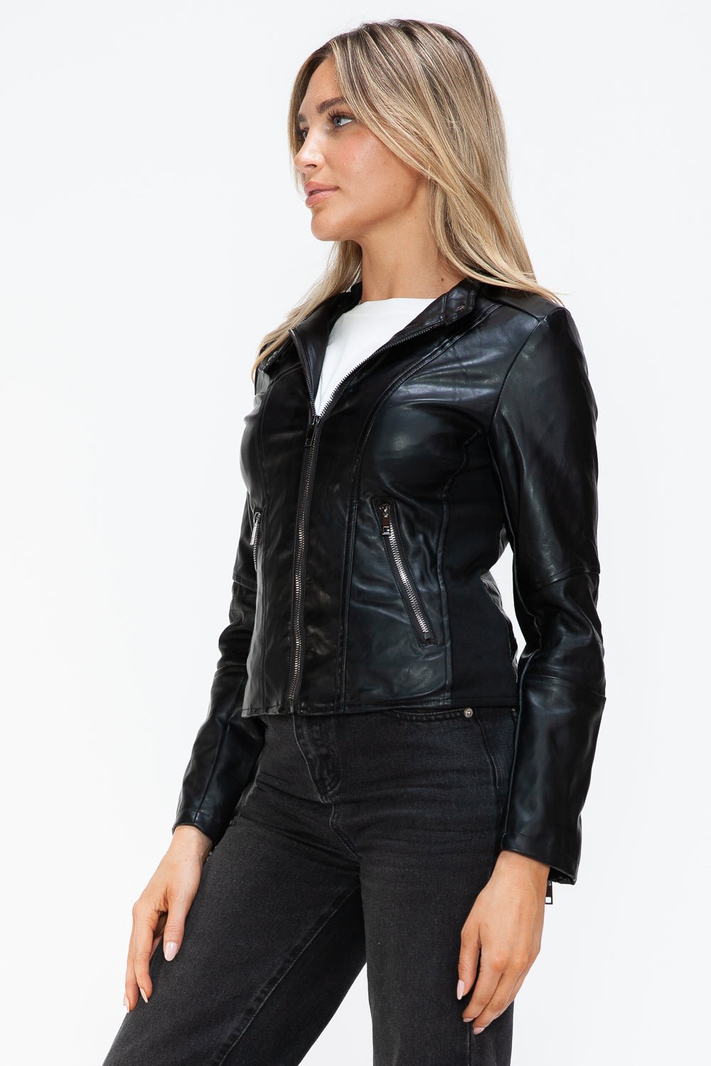 SNOBBISH - Black Vegan Leather Hooded Jacket