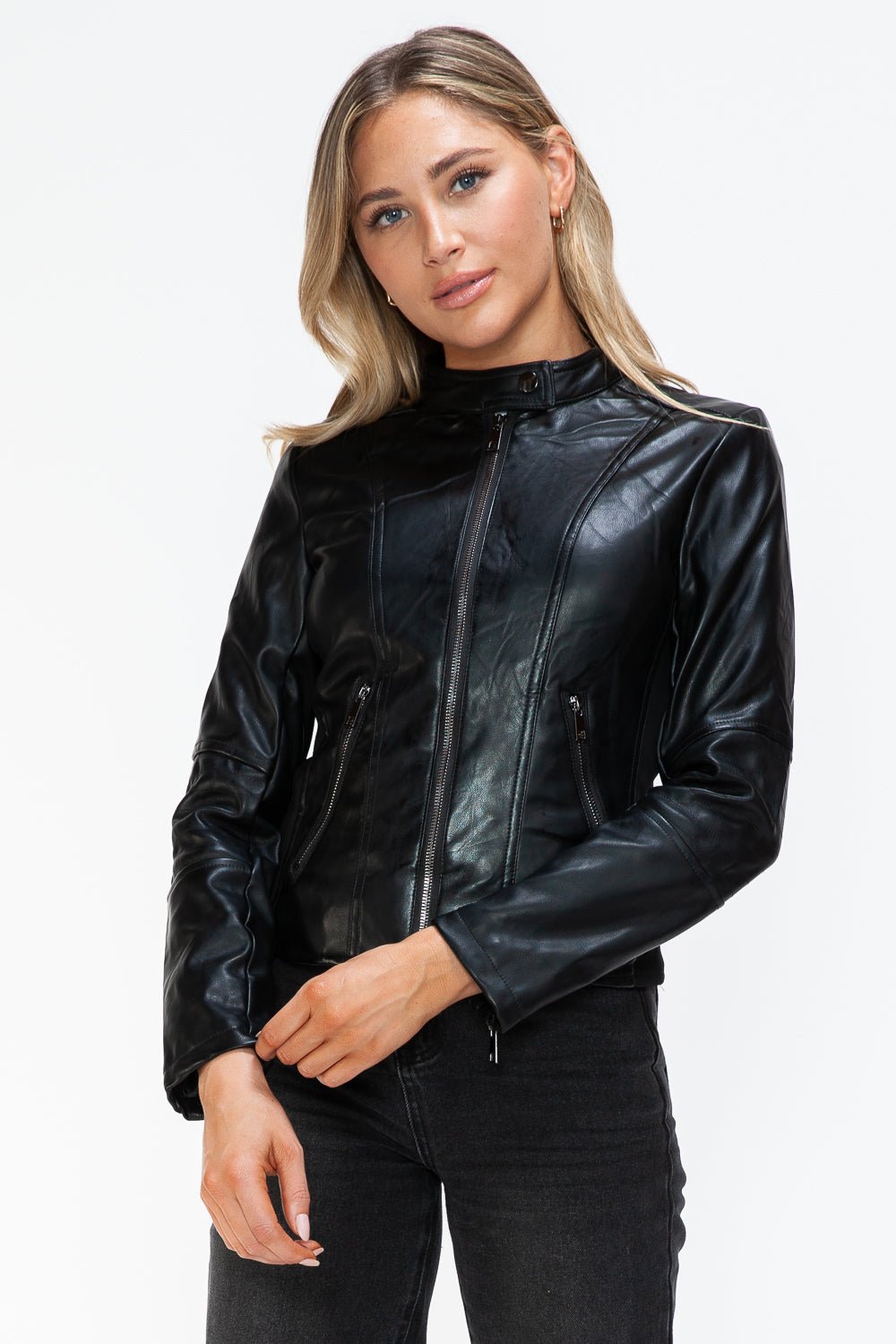 SNOBBISH - Black Vegan Leather Hooded Jacket