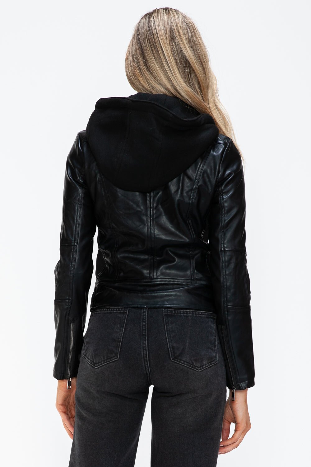 SNOBBISH - Black Vegan Leather Hooded Jacket