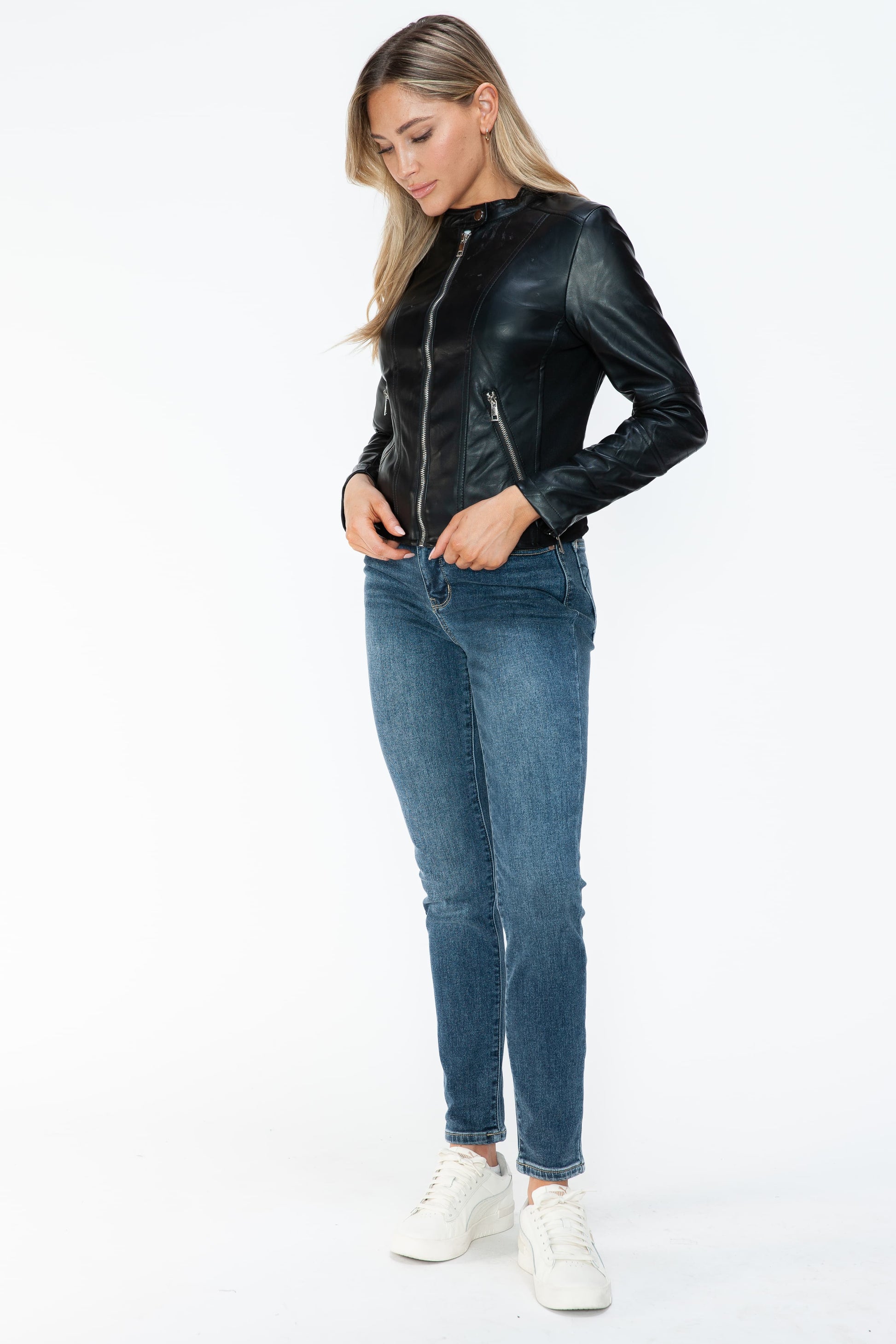 SNOBBISH - Black Vegan Leather Moto Jacket